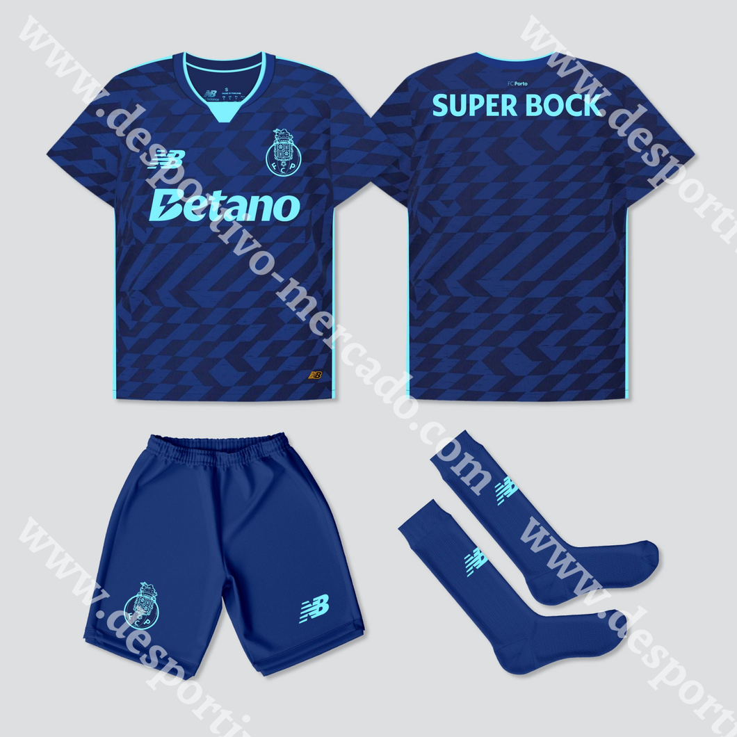 Novo Kit Criança 3º Equipamento Fc Porto 24/25 1-2 Anos