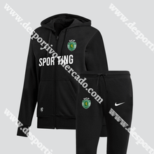 Carregar imagem no visualizador da galeria, FATO TREINO CASACO PRETO/BRANCO SPORTING CP 24/25

