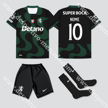 Carregar imagem no visualizador da galeria, NOVO KIT CRIANÇA ALTERNATIVO PRETO SPORTING CP 25/26
