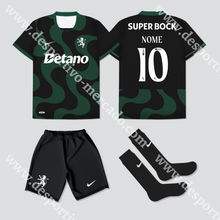 Carregar imagem no visualizador da galeria, NOVO KIT CRIANÇA ALTERNATIVO PRETO SPORTING CP 25/26
